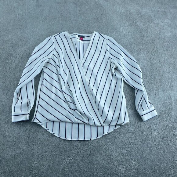 Vince Camuto Womens Striped V-Neck Blouse S 1712 - Picture 1 of 8